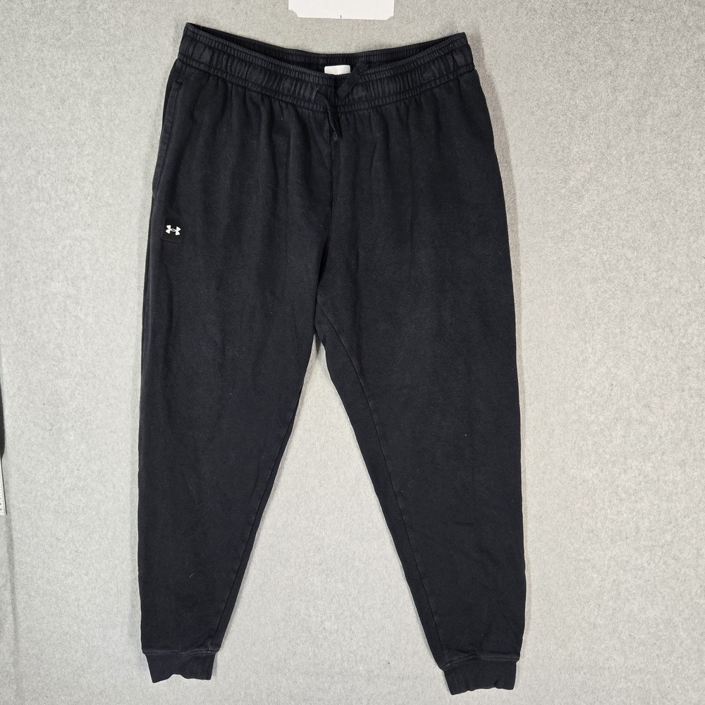 Under Armour Men Activewear Pants XL Black Jogger Coldgear Loose Fleece Logo